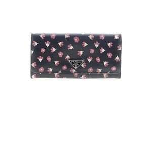 Prada Women's Floral Saffiano leather Black Wallet